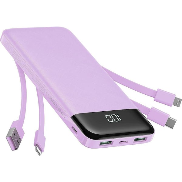 OBJLGEV Portable Charger with Built-in Cables Slim 10000mAh Battery Outputs High-Speed Power Bank for iPhone Samsung Tablet