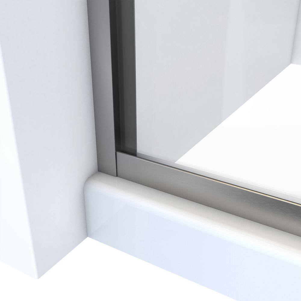 Alliance Pro ML 60" Wide Semi-Frameless Sliding Shower Door in Brushed Nickel and Clear Glass