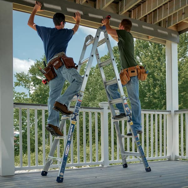 Werner 18 ft. Reach Aluminum 5-in-1 Multi-Position Pro Ladder with
