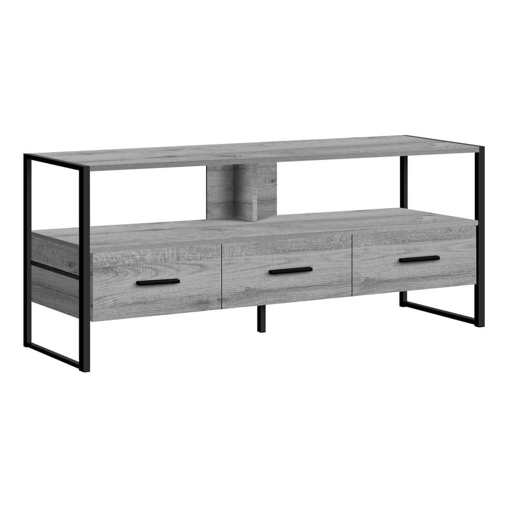 Grey TV Stand Fits TVs up to 55-65 in. with Drawers and Shelves