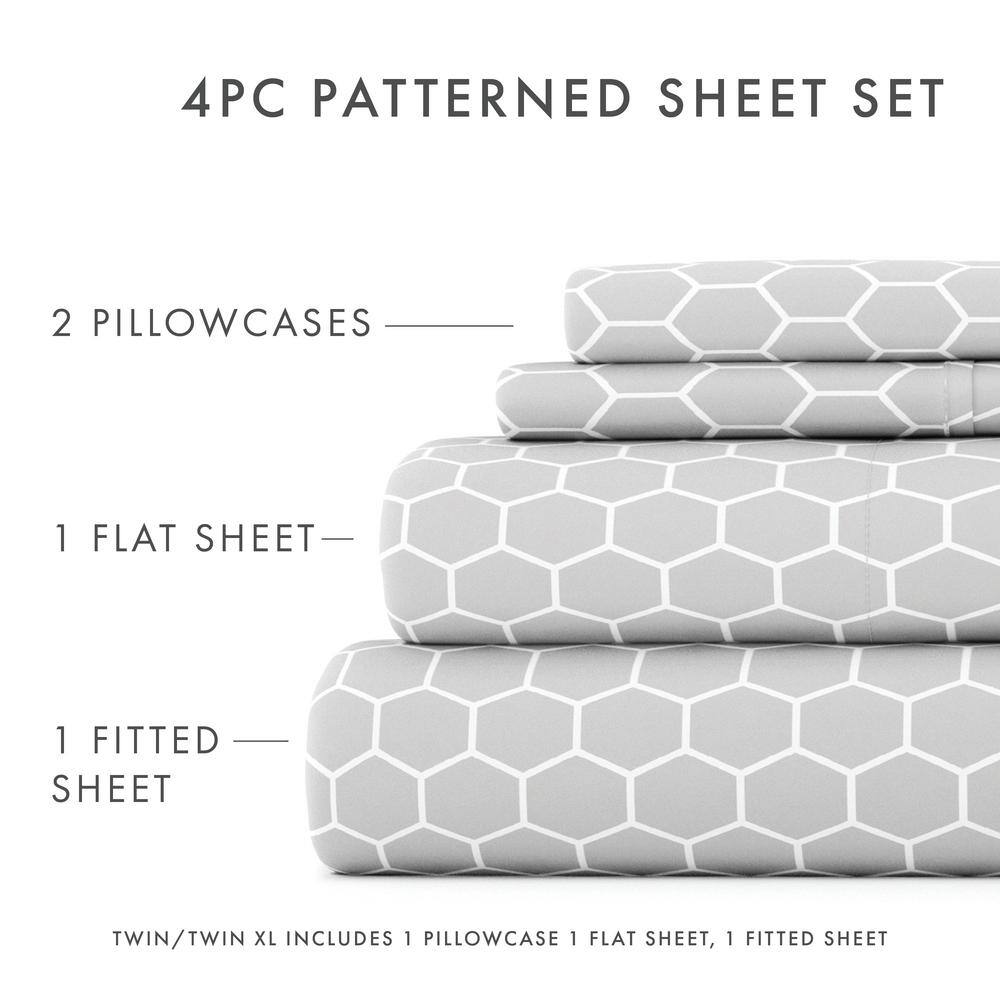 Gray Chevron Full Size Microfiber Bedding Set
