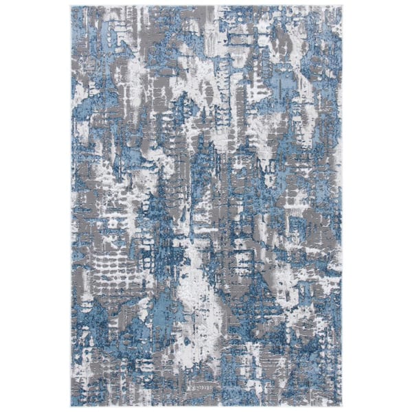 SAFAVIEH Lagoon Gray/Blue 8 ft. x 10 ft. Abstract Distressed Area Rug