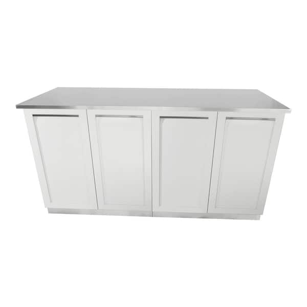 4 Life Outdoor 3-Piece 66 in. x 36 in. x 24 in. Stainless Steel Outdoor Kitchen Cabinet Set with Powder Coated Doors in White