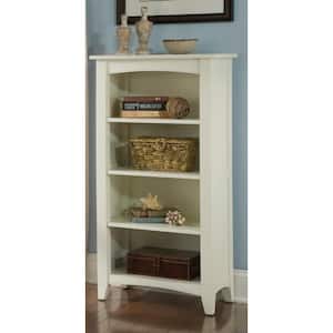 48 in. Ivory Wood 4-shelf Standard Bookcase with Storage
