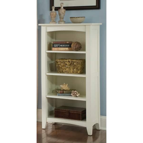 Alaterre Furniture 48 in. Ivory Wood 4-shelf Standard Bookcase with Storage
