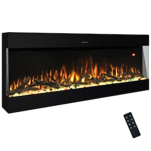 50 in. 3-Sided Electric Fireplace Insert, 750-Watt/1500-Watt, Black