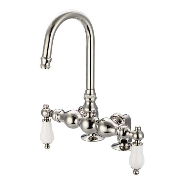 Water Creation 2 Handle Deck Mount Gooseneck Claw Foot Tub Faucet With Porcelain Lever Handles 8632