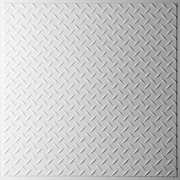 Ceilume Diamond Plate White 2 ft. x 2 ft. Lay-in or Glue-up Ceiling Panel (Case of 6)
