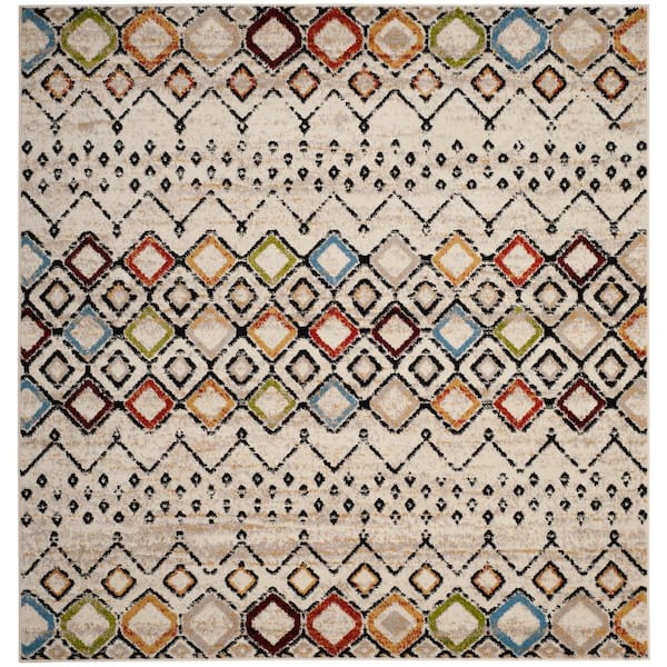 SAFAVIEH Amsterdam Ivory/Multi 5 ft. x 5 ft. Square Geometric Area Rug