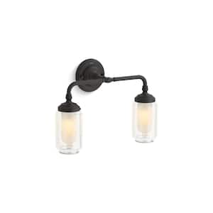 Artifacts 2-Light Matte Black Wall Sconce