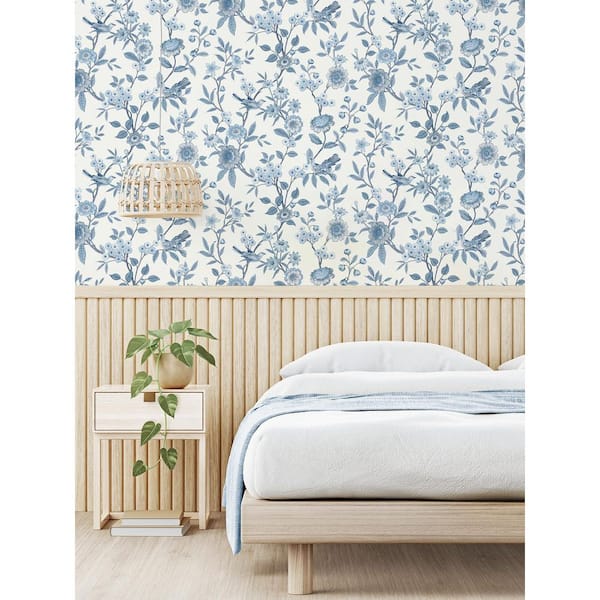 Elspeth Blue Floral Trail Non-Pasted Wallpaper Sample