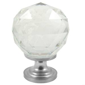 Clear Crystal 1-1/4 in. Satin Nickel Round Cabinet Knob (25-Pack)