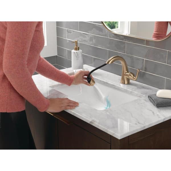 Arvo Gold Pull-Down Spout Single Handle Single Hole Bathroom Faucet Drain Kit Included in Champagne Broze