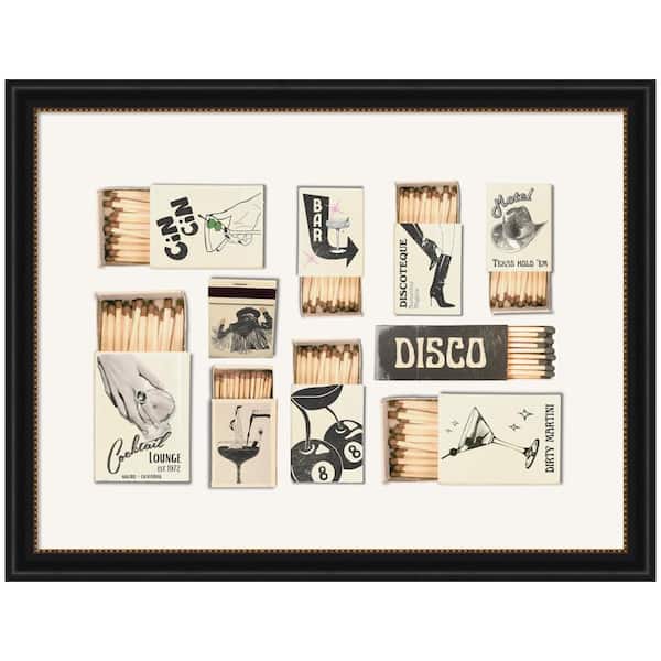 Manhattan "Vintage Matchboxes Neutral Black and Beige" by Honey Island Studio Retro Framed Art Print 34 in. x 44 in.