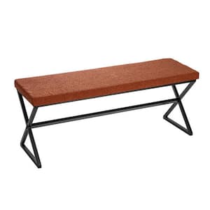 The Harper Bench Terracotta and Black 14.57 in. Bedroom Bench with Boucle Upholstered Cushion