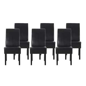 Monita Midnight Black Upholstered Faux Leather Dining Chair (Set of 6)