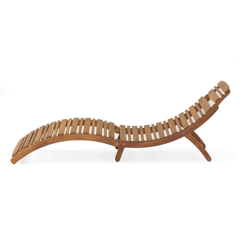 Natural Acacia Wood Outdoor Folding Chaise Lounge Set