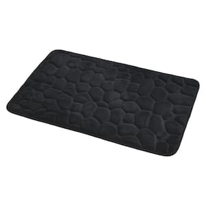 3D Cobble Stone Shaped Memory Foam Bath Mat Microfiber Non Slip Black