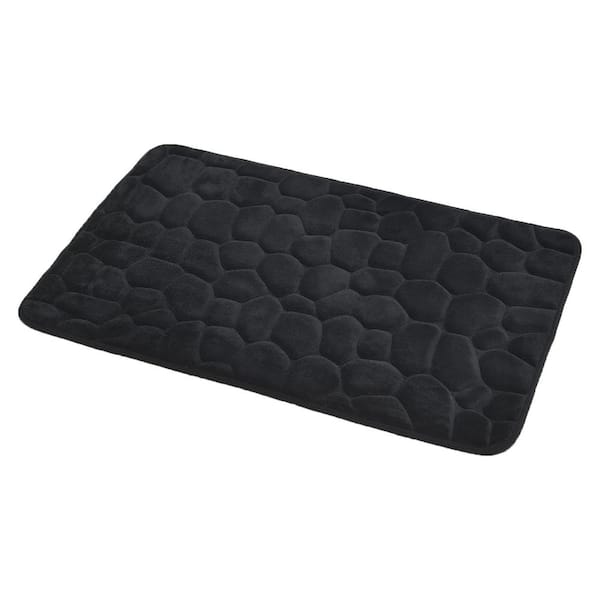 Unbranded 3D Cobble Stone Shaped Memory Foam Bath Mat Microfiber Non Slip Black