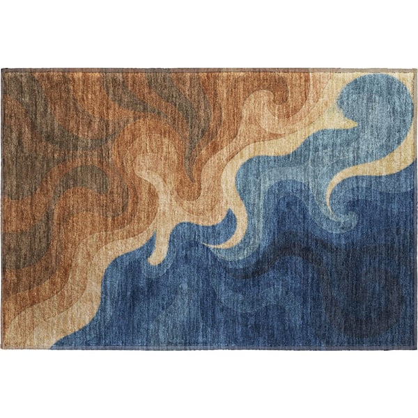 Mayfield Premium Machine Washable Abstract AMF2468 Paprika 2 ft. x 3 ft. Accent Rug