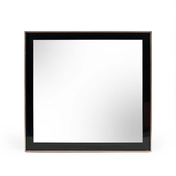 Black 41 in. W x 39 in. H Modern Rectangle Wood Framed Mirror