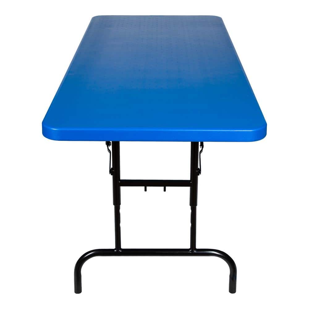 Baldwin Blue Adjustable Height Folding Table with Steel Frame