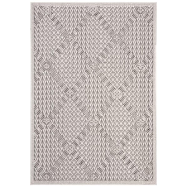 SAFAVIEH Bermuda Cream/Gray 8 ft. x 10 ft. Geometric Indoor/Outdoor Patio  Area Rug