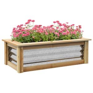 2.6 ft. Raised Garden Bed, Wood Reinforced Planter Box for Growing Flowers, Herbs and Vegetables