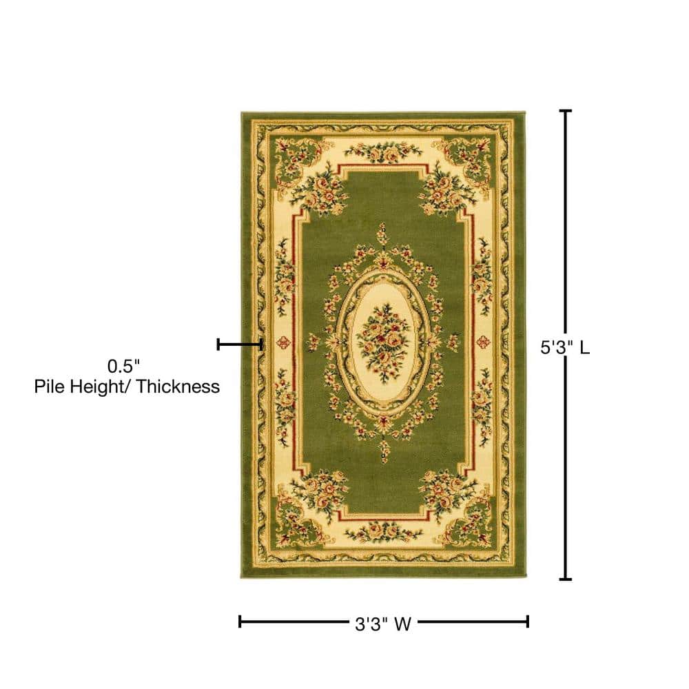 Sage and Ivory Floral Rectangular Synthetic Area Rug