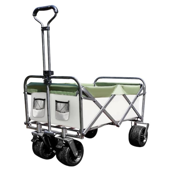 COOLSHARK Capacity 4 cu. ft. Foldable Fabric Garden Cart with Large Wheels, 330 lbs. Collapsible Grocery Wagon Carts Heavy-Duty