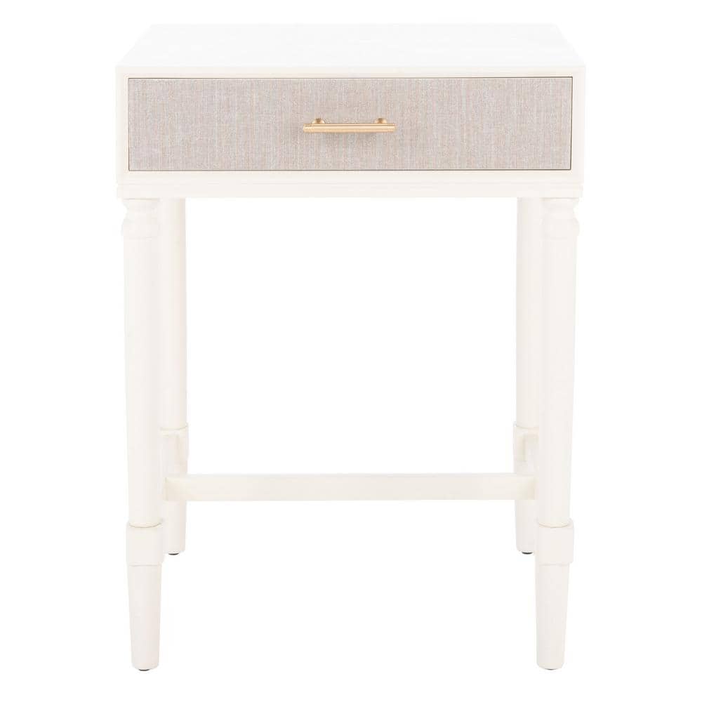 Estella White Wood 1-Drawer Accent Table with Storage