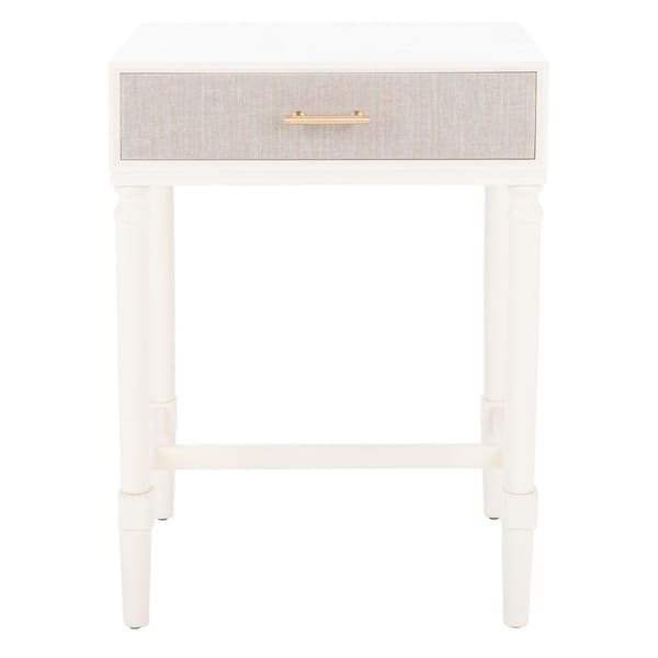 SAFAVIEH Estella 19 in. White Rectangle Wood Storage End Table