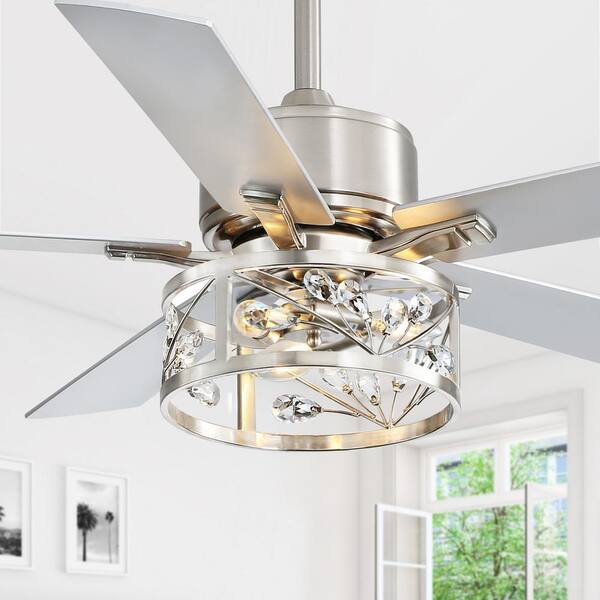 Lamober Archibald 52 in. Indoor Satin Nickel Chandelier Ceiling Fan with Light Kit and Remote Control