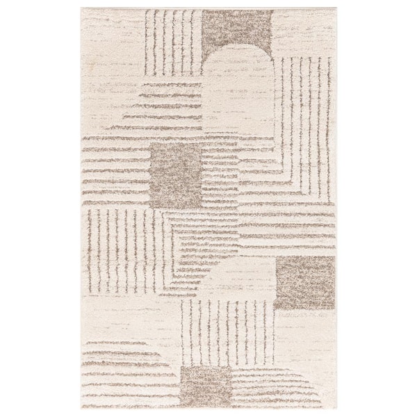 Concord Global Trading Retro Beige 3 ft. x 4 ft. Contemporary Area Rug ...