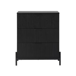 Mid-Century Modern Black Wood 28 in. Chest of Drawers
