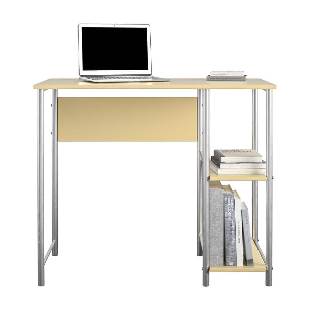 Yellow and Silver Metal Student Desk with Shelves