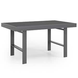 51 in. Gray Aluminum Patio Coffee Table for Outdoor Indoor