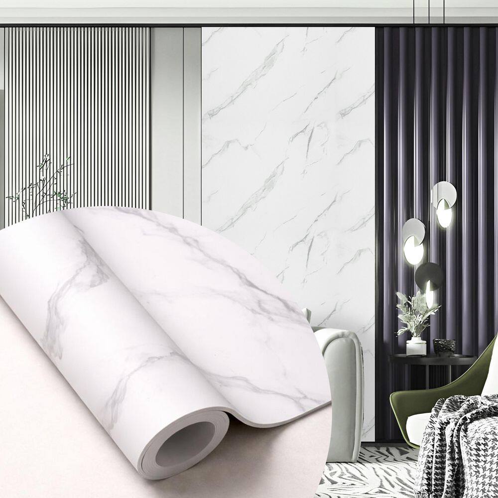 White, Light Grey Veins Marble-Look Foam Peel-And-Stick Water-Resistant Wallpaper Panel (Covers 17 sq ft) price history on PriceWatchPro