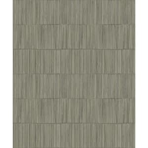 Boutique Collection Grey Shimmery Geometric Bamboo Stripe Non-Pasted Paper on Non-Woven Wallpaper Roll