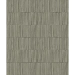 Boutique Collection Grey Shimmery Geometric Bamboo Stripe Non-Pasted Paper on Non-Woven Wallpaper Roll