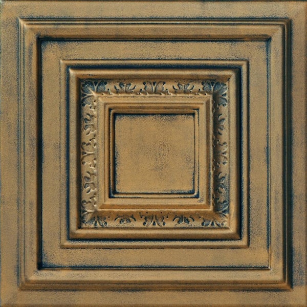 A La Maison Ceilings Chestnut Grove Antique Gold 1.6 ft. x 1.6 ft. Decorative Foam Glue Up Ceiling Tile (21.6 sq. ft./Case)