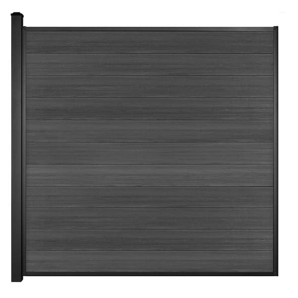 6 ft. high x 6 ft. wide Composite and Aluminum Fence Panel, Including Charcoal textured boards and One 3x3x9 ft. Post