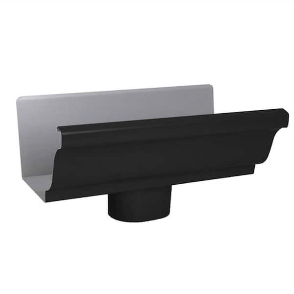 Amerimax Home Products 5 in. Black Aluminum K-Style Gutter End with 2 in. x 3 in. Drop Outlet