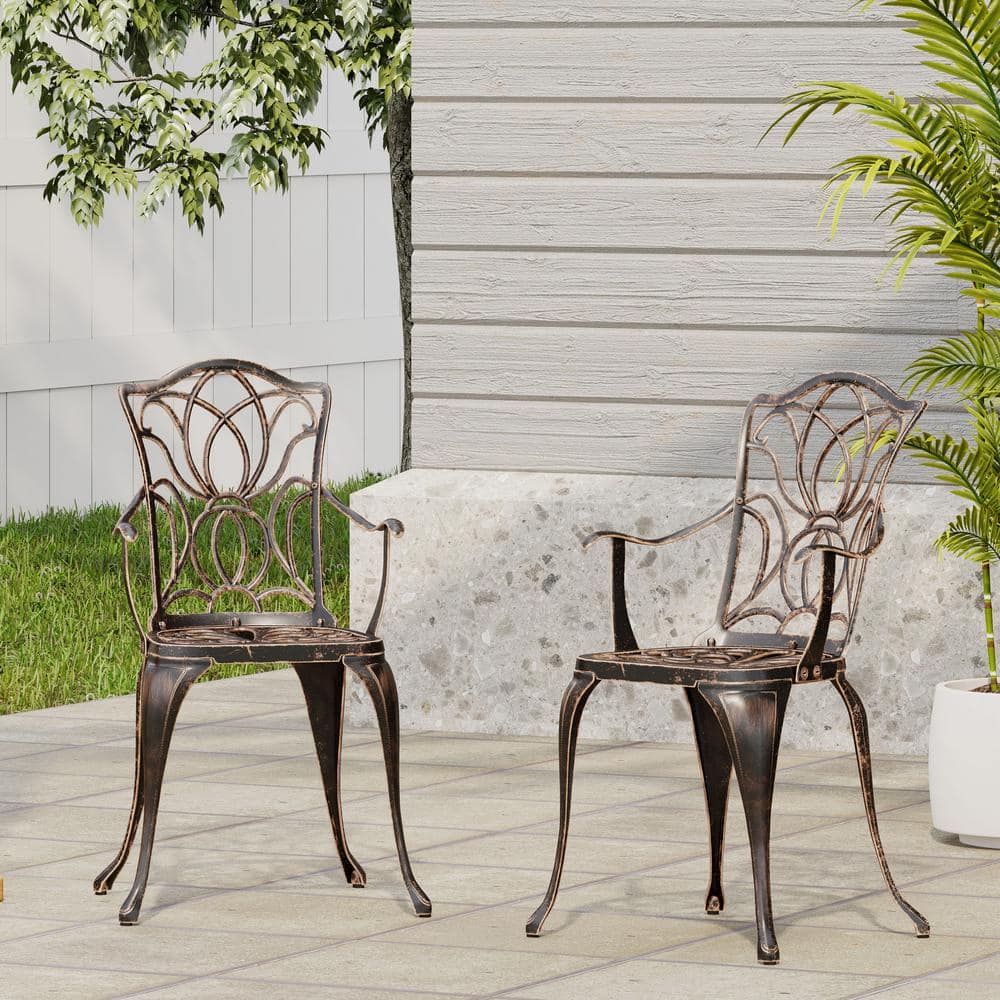 Set of 2 Aluminum Outdoor Patio Dining Chairs, Matches Any Dining Table, Gr