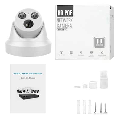 Lukyamzn Compatible 8MP 3X Zoom IP Security Camera Built-in Mic Human Vehicle Detection 8mm Lens Plug and Play NVR App White