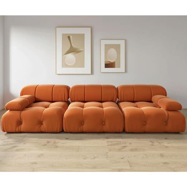 Magic Home 104 in. Square Arm 3-Seater Sofa in Orange