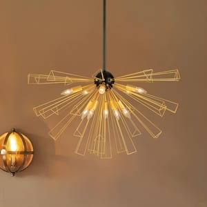 Mariah 10-Light Black with Gold Sputnik Sphere Chandelier