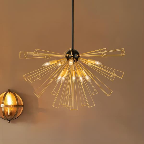 Rennnsan Mariah 10-Light Black with Gold Sputnik Sphere Chandelier