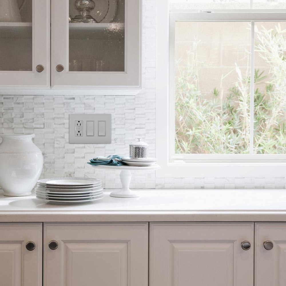 Gray 3-Gang Screwless Polycarbonate Wall Plate