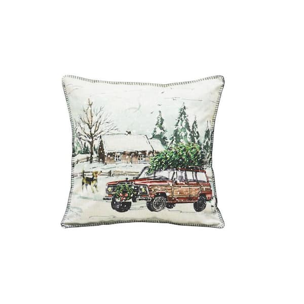 HomeRoots Green, White Solid Polyester 18 in. x 18 in. Throw Pillow